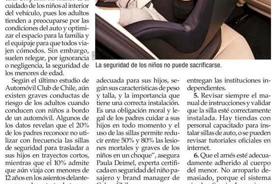 El Mercurio: Seguridad en traslado de menores con Cybex