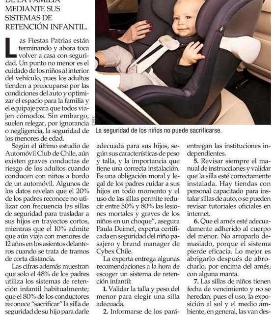 El Mercurio: Seguridad en traslado de menores con Cybex