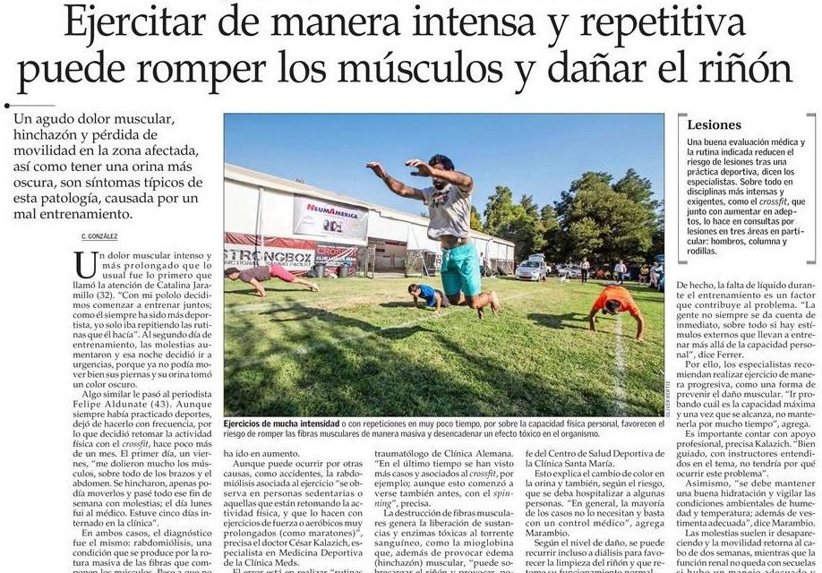 El Mercurio: Dr. Kalazich de Clínica MEDS explica la rabdomiólisis